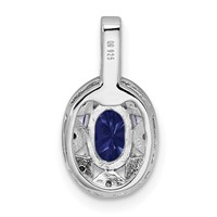 Sterling Silver Rhodium-plated Diam. & Created Sapphire Pendant view 3