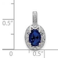 Sterling Silver Rhodium-plated Diam. & Created Sapphire Pendant view 4