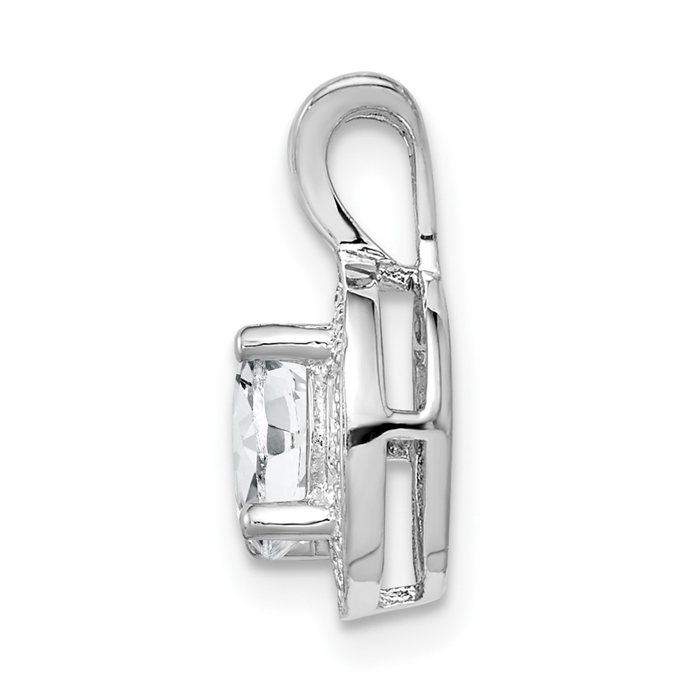Sterling Silver Rhodium-plated Diamond & White Topaz Pendant (QBPD11APR)