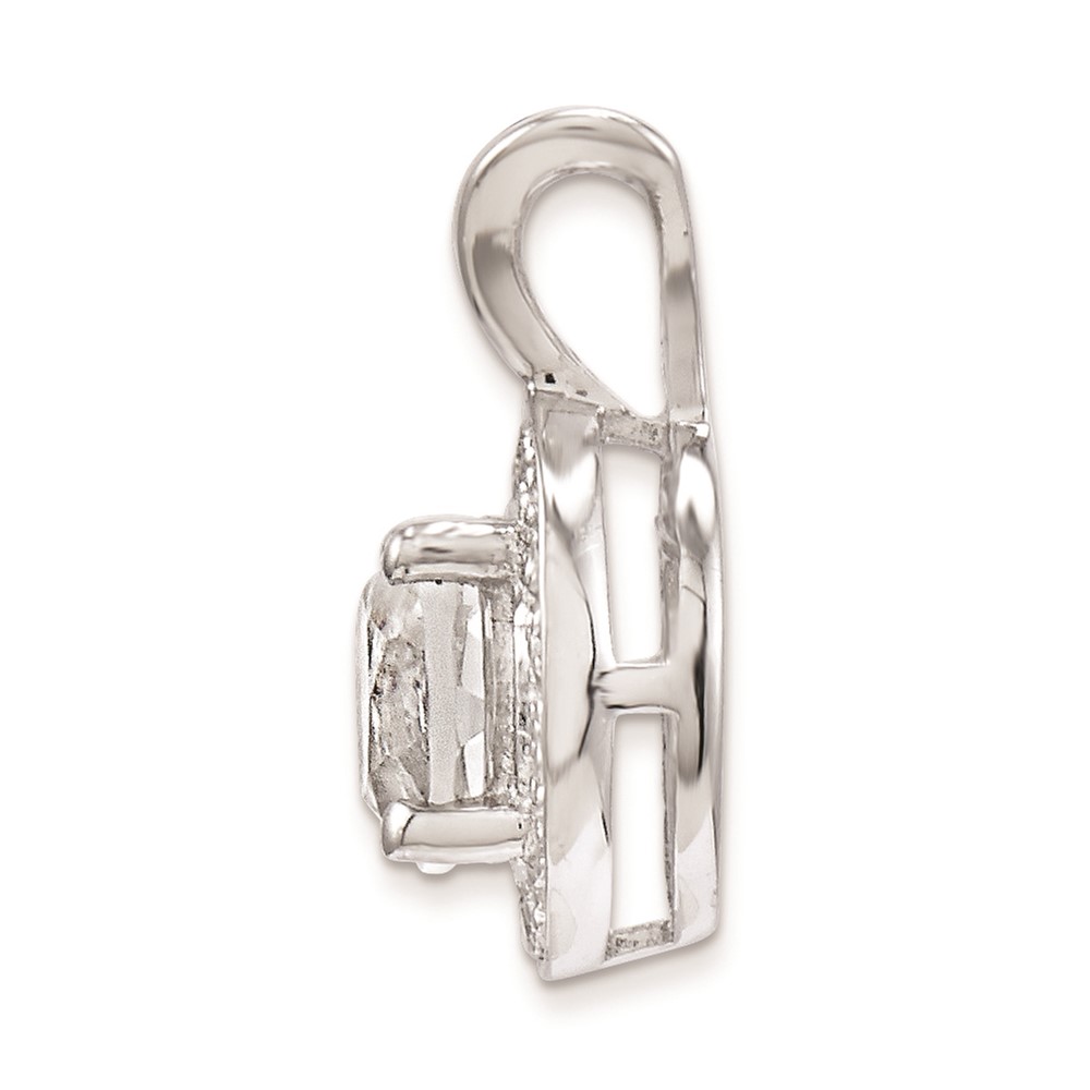 Sterling Silver Rhodium-plated Diamond & White Topaz Pendant (QBPD11APR)