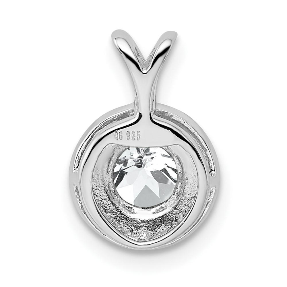 Sterling Silver Rhodium-plated Diamond & White Topaz Pendant (QBPD11APR)