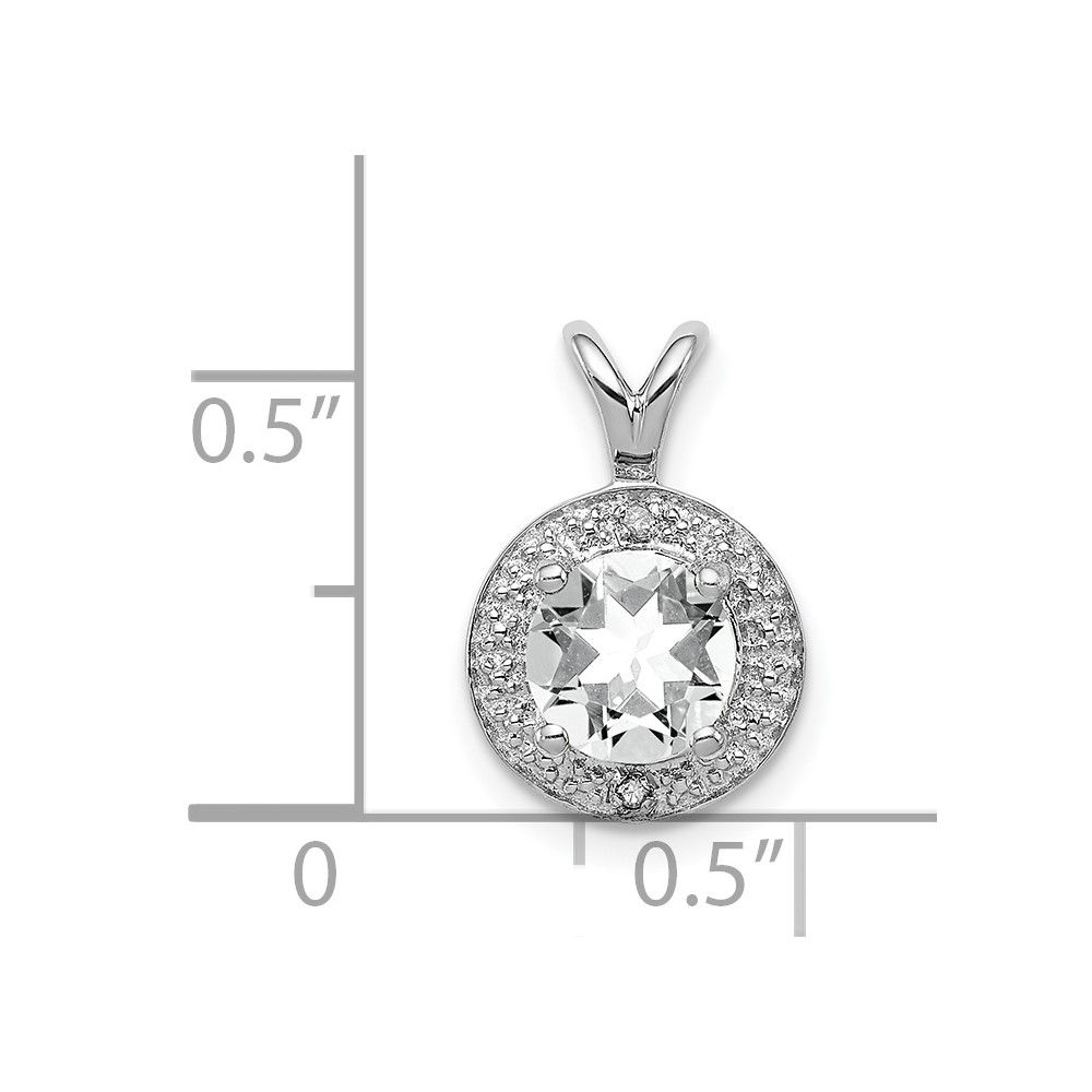 Sterling Silver Rhodium-plated Diamond & White Topaz Pendant (QBPD11APR)