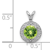 Sterling Silver Rhodium-plated Diam. & Peridot Pendant view 4