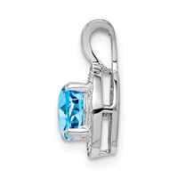 Sterling Silver Rhodium-plated Diam. & Blue Topaz Pendant view 2