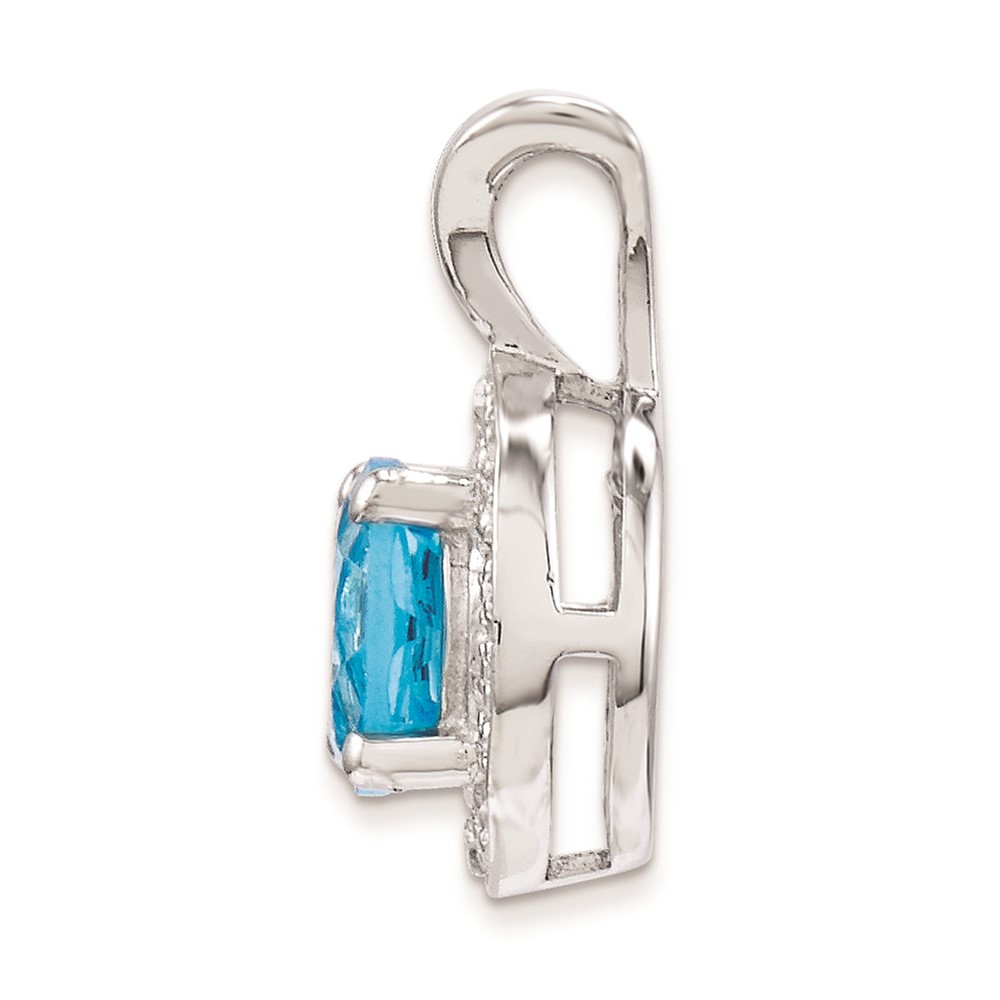 Sterling Silver Rhodium-plated Diam. & Blue Topaz Pendant (QBPD11DEC)