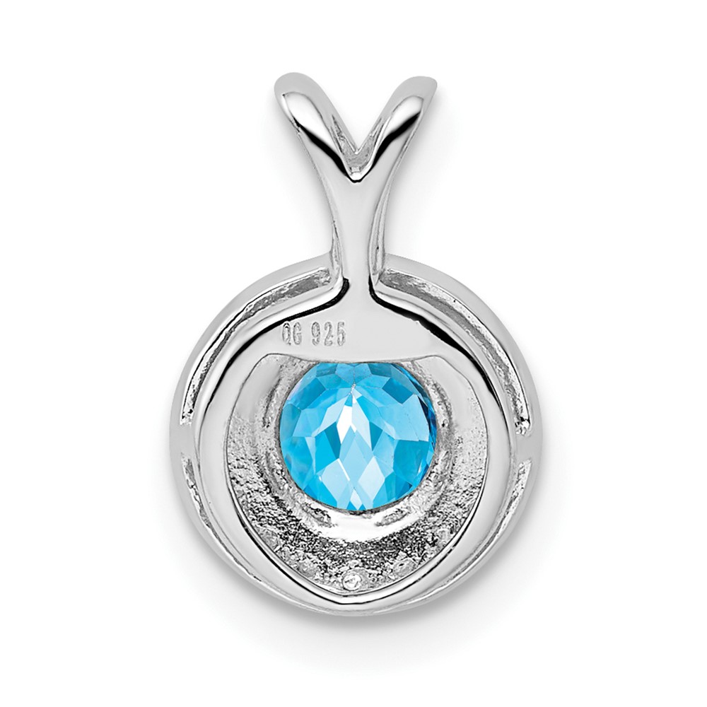 Sterling Silver Rhodium-plated Diam. & Blue Topaz Pendant (QBPD11DEC)
