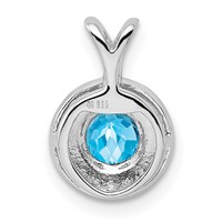 Sterling Silver Rhodium-plated Diam. & Blue Topaz Pendant view 3