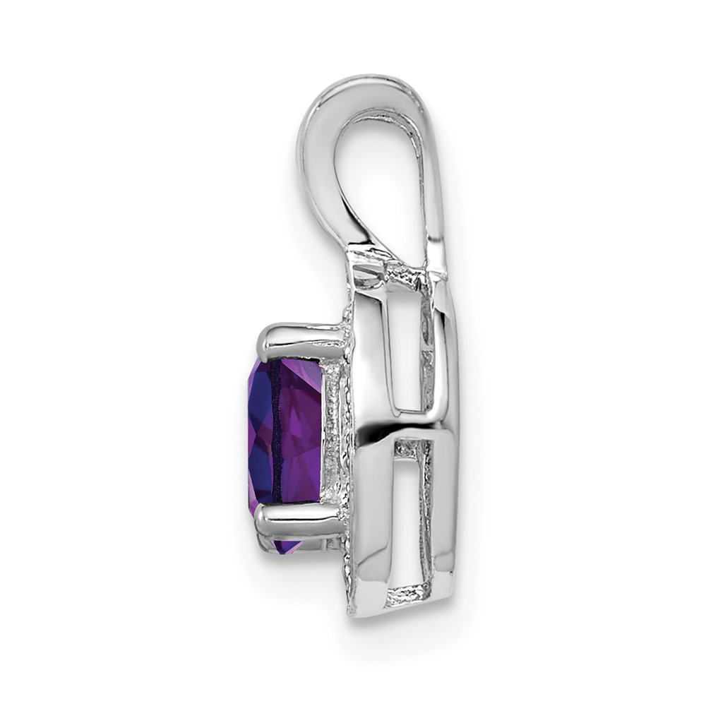 Sterling Silver Rhodium-plated Diam. & Amethyst Pendant (QBPD11FEB)