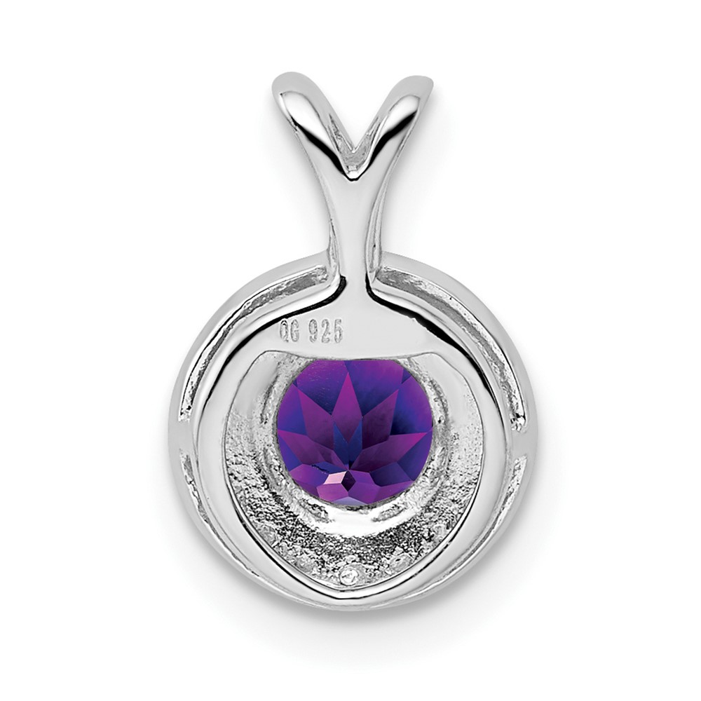 Sterling Silver Rhodium-plated Diam. & Amethyst Pendant (QBPD11FEB)
