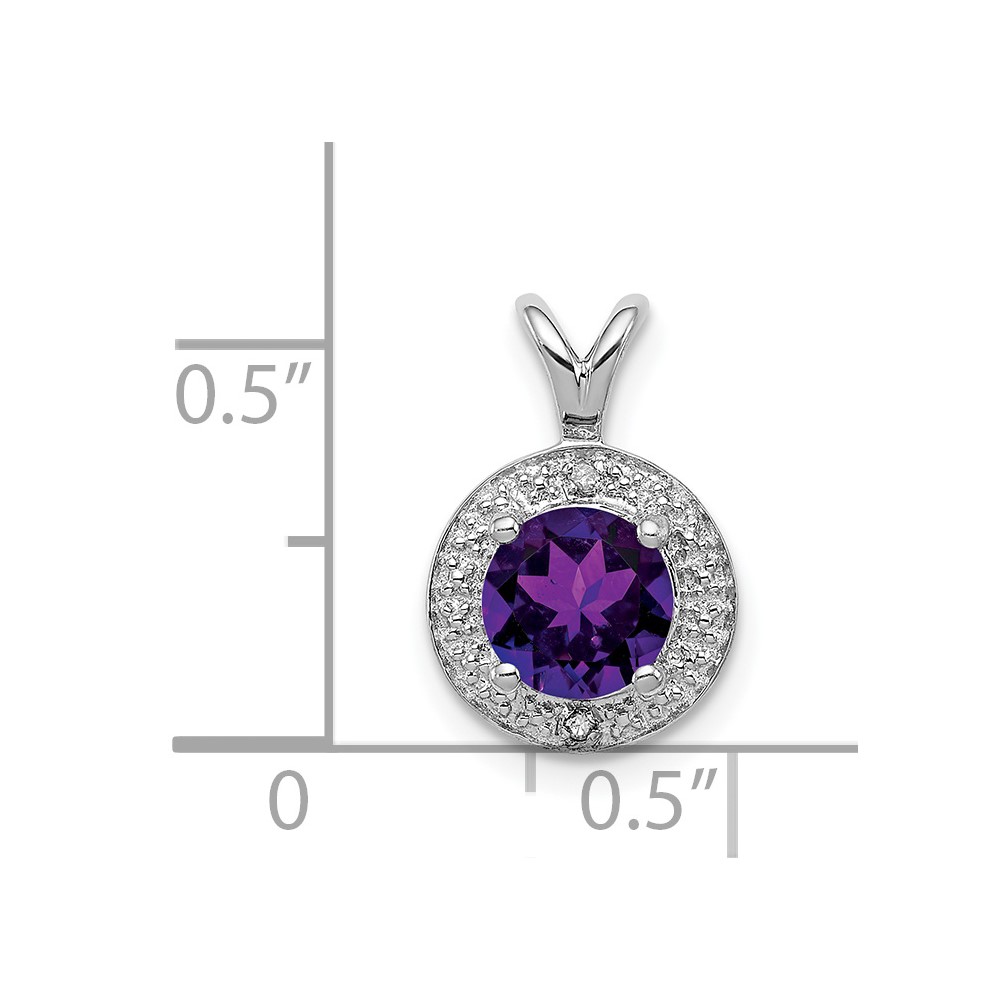 Sterling Silver Rhodium-plated Diam. & Amethyst Pendant (QBPD11FEB)