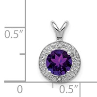 Sterling Silver Rhodium-plated Diam. & Amethyst Pendant view 4
