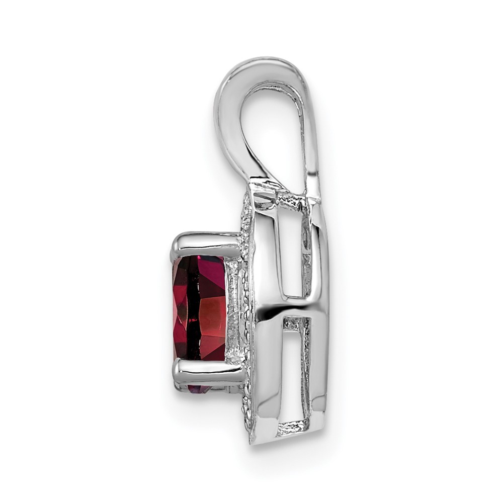 Sterling Silver Rhodium-plated Diam. & Garnet Pendant (QBPD11JAN)