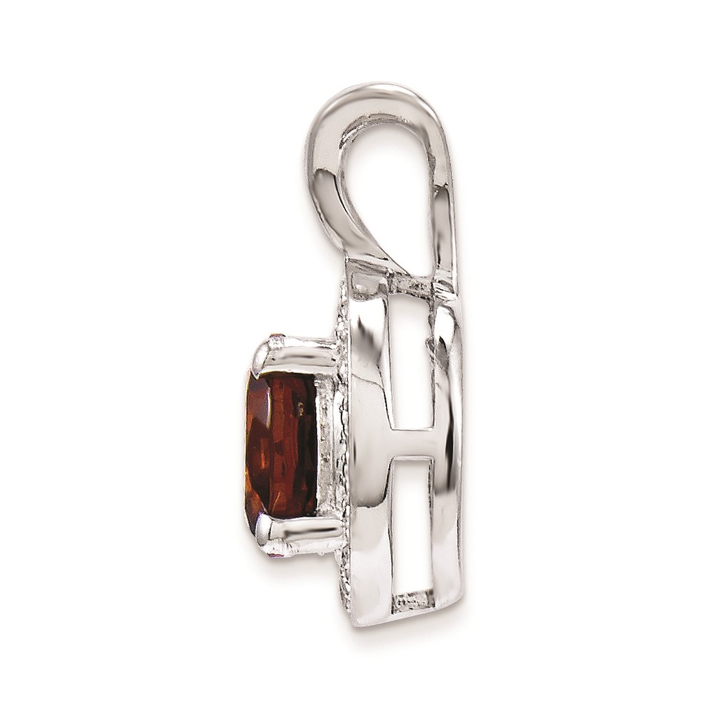 Sterling Silver Rhodium-plated Diam. & Garnet Pendant (QBPD11JAN)
