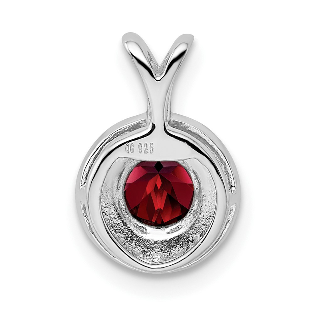 Sterling Silver Rhodium-plated Diam. & Garnet Pendant (QBPD11JAN)