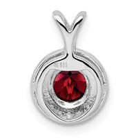 Sterling Silver Rhodium-plated Diam. & Garnet Pendant view 3