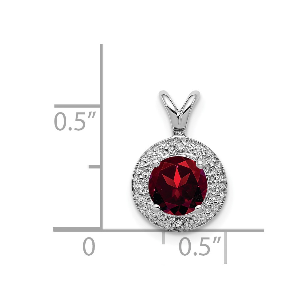 Sterling Silver Rhodium-plated Diam. & Garnet Pendant (QBPD11JAN)