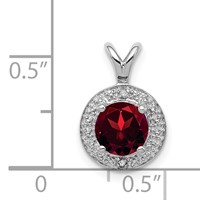 Sterling Silver Rhodium-plated Diam. & Garnet Pendant view 4