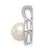 Sterling Silver Rhodium-plated Diam. & FW Cultured Pearl Pendant view 2