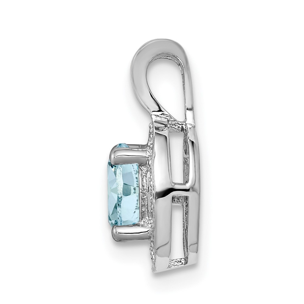 Sterling Silver Rhodium-plated Diam. & Aquamarine Pendant (QBPD11MAR)
