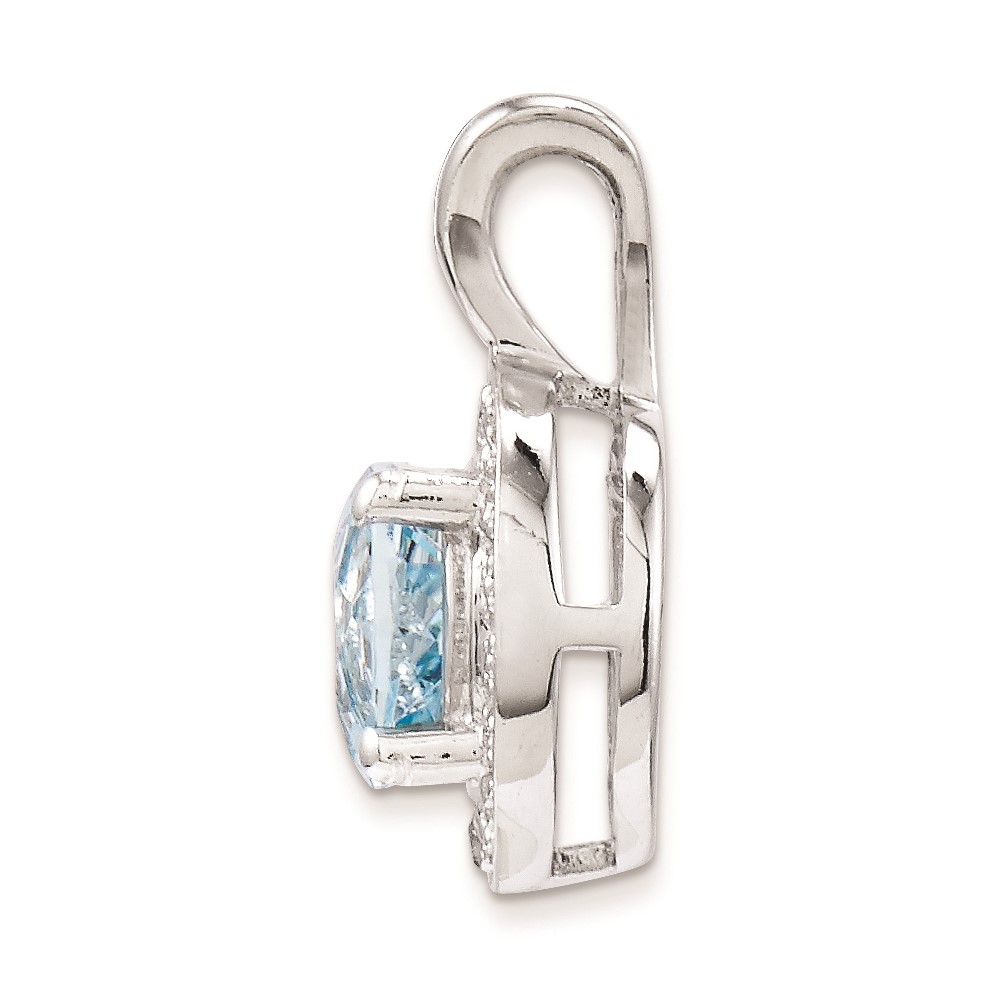 Sterling Silver Rhodium-plated Diam. & Aquamarine Pendant (QBPD11MAR)