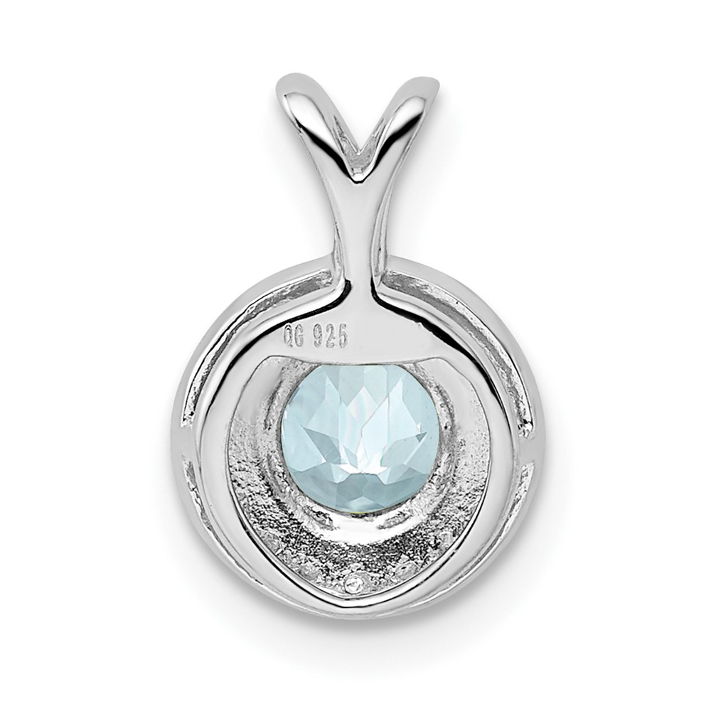 Sterling Silver Rhodium-plated Diam. & Aquamarine Pendant (QBPD11MAR)