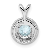 Sterling Silver Rhodium-plated Diam. & Aquamarine Pendant view 3