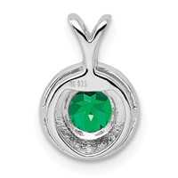 Sterling Silver Rhodium-plated Diam. & Created Emerald Pendant view 3