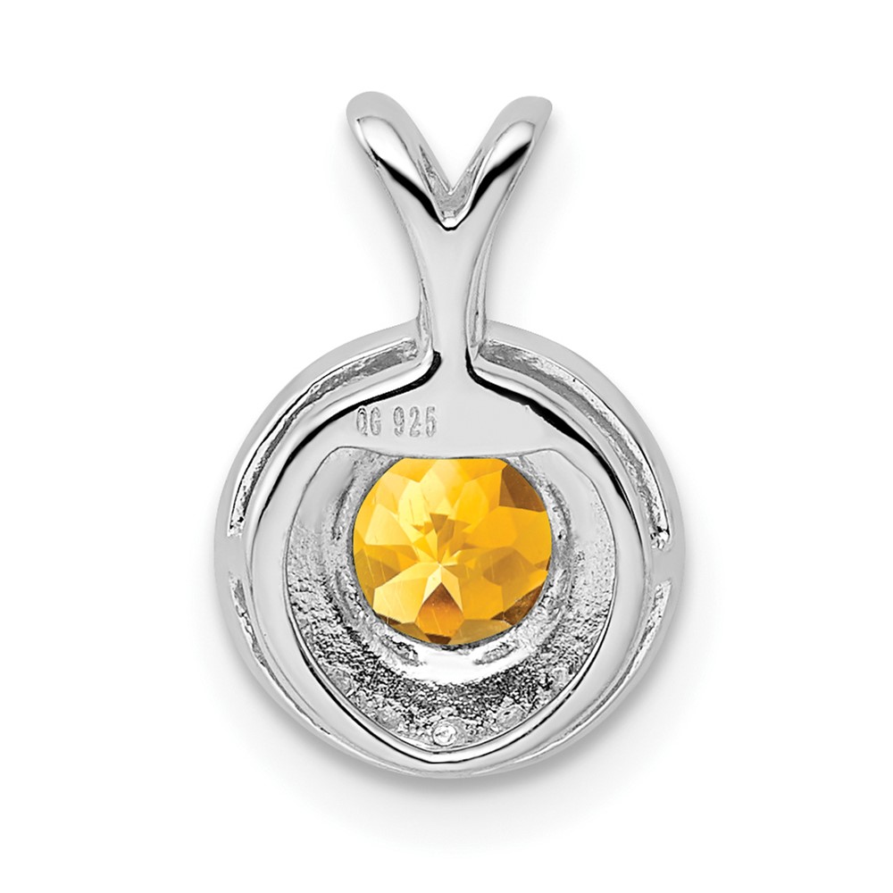 Sterling Silver Rhodium-plated Diam. & Citrine Pendant (QBPD11NOV)