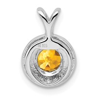 Sterling Silver Rhodium-plated Diam. & Citrine Pendant view 3