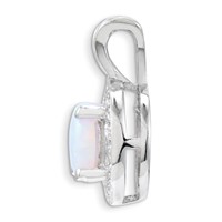 Sterling Silver Rhodium-plated Diam. & Created Opal Pendant view 2