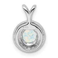 Sterling Silver Rhodium-plated Diam. & Created Opal Pendant view 4