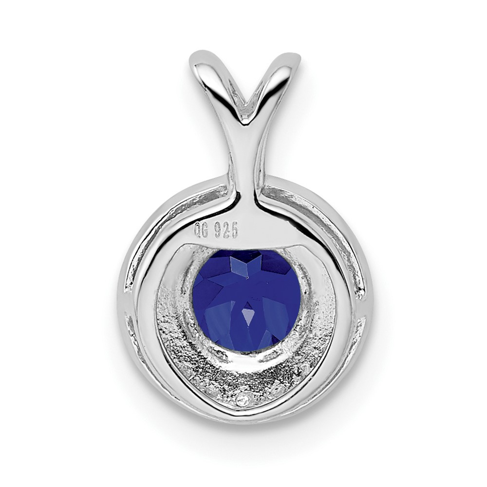 Sterling Silver Rhodium-plated Diam. & Created Sapphire Pendant (QBPD11SEP)