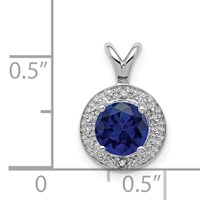 Sterling Silver Rhodium-plated Diam. & Created Sapphire Pendant view 4