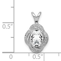 Sterling Silver Rhodium-plated Diam. & White Topaz Pendant view 4