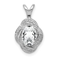 Sterling Silver Rhodium-plated Diam. & White Topaz Pendant view 1