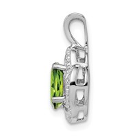 Sterling Silver Rhodium-plated Diam. & Peridot Pendant view 2