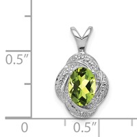 Sterling Silver Rhodium-plated Diam. & Peridot Pendant view 4