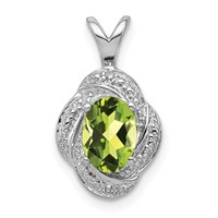 Sterling Silver Rhodium-plated Diam. & Peridot Pendant view 1