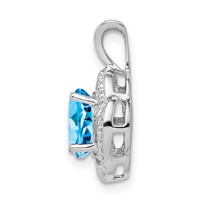 Sterling Silver Rhodium-plated Diam. & Blue Topaz Pendant view 2