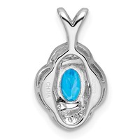 Sterling Silver Rhodium-plated Diam. & Blue Topaz Pendant view 4