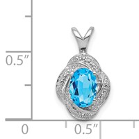 Sterling Silver Rhodium-plated Diam. & Blue Topaz Pendant view 3