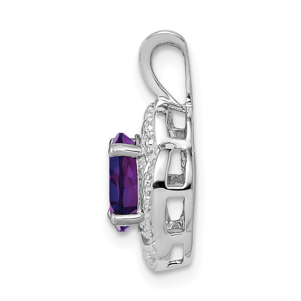 Sterling Silver Rhodium-plated Diam. & Amethyst Pendant (QBPD12FEB)