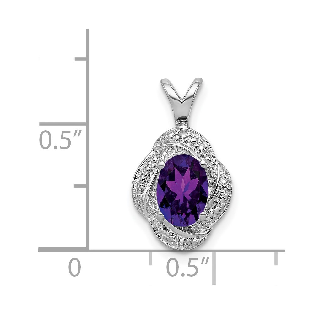 Sterling Silver Rhodium-plated Diam. & Amethyst Pendant (QBPD12FEB)