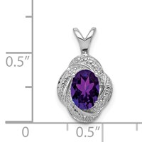 Sterling Silver Rhodium-plated Diam. & Amethyst Pendant view 4