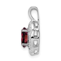 Sterling Silver Rhodium-plated Diam. & Garnet Pendant view 2