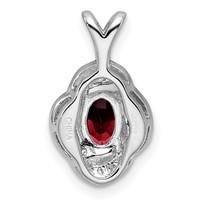 Sterling Silver Rhodium-plated Diam. & Garnet Pendant view 3