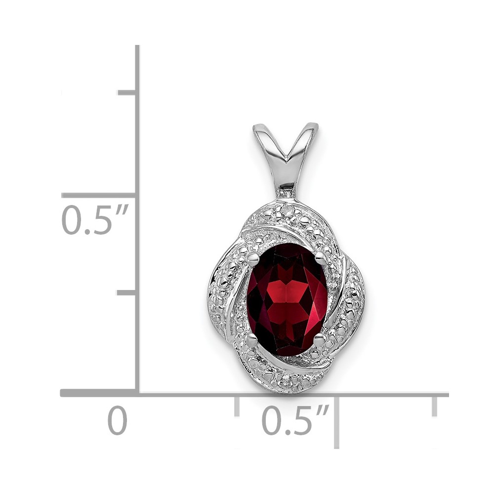 Sterling Silver Rhodium-plated Diam. & Garnet Pendant (QBPD12JAN)