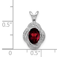 Sterling Silver Rhodium-plated Diam. & Garnet Pendant view 4