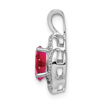 Sterling Silver Rhodium Plated Diamond and Lab Created Ruby Pendant view 2