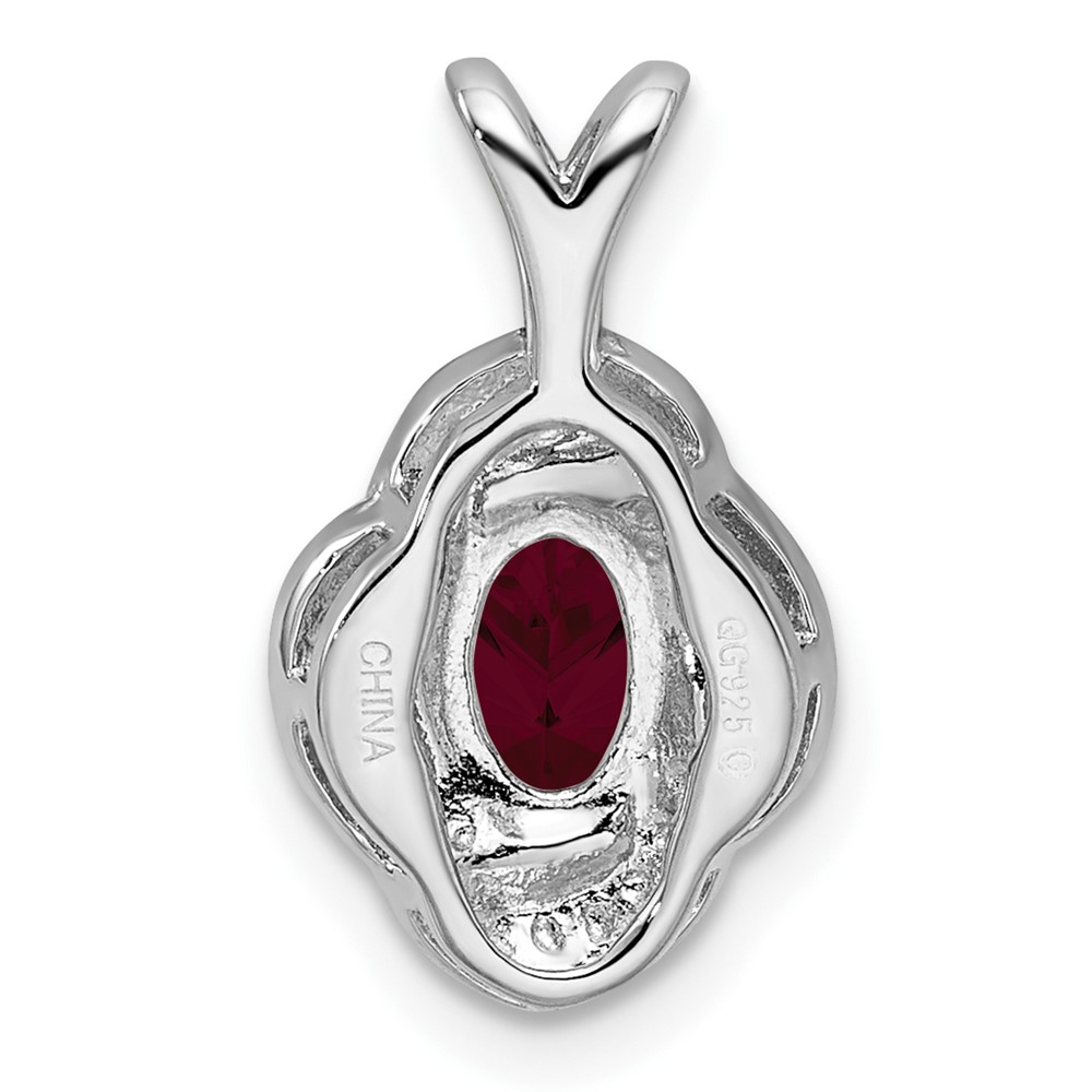 Sterling Silver Rhodium Plated Diamond and Lab Created Ruby Pendant (QBPD12JUL)